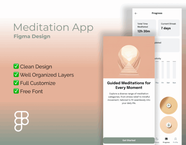 Meditation App – Figma Design Template for Modern Websites