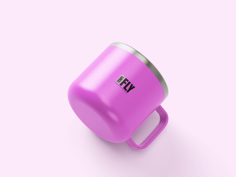 metal mug rotated Photoshop mockup