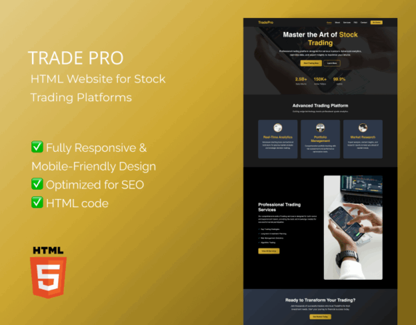 TradePro Stock Trading Platforms  – HTML Website Template