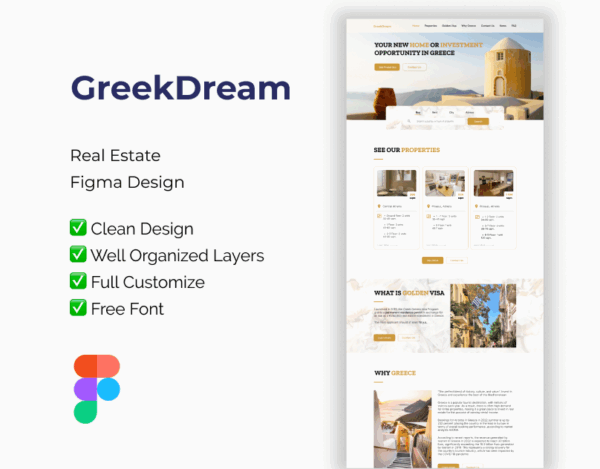 Real Estate GreekDream – Figma Design Template for Modern Websites