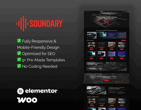 Soundary – WooCommerce Elementor Template for Audio Gear Stores