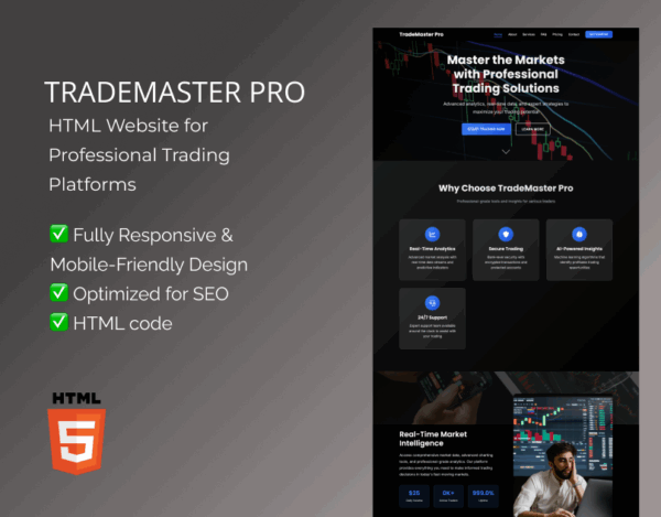 TradeMaster Pro Professional Trading Platforms  – HTML Website Template