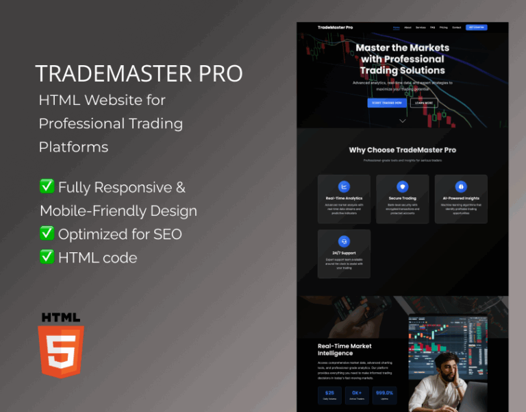 Trading platform HTML template