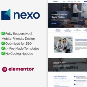Nexo – Elementor Template for Investment Firms & Financial Services
