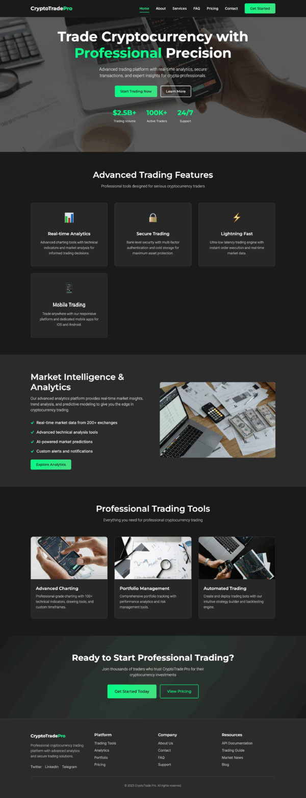 CryptoTradePro – HTML Template for Cryptocurrency Trading Platforms - Image 2
