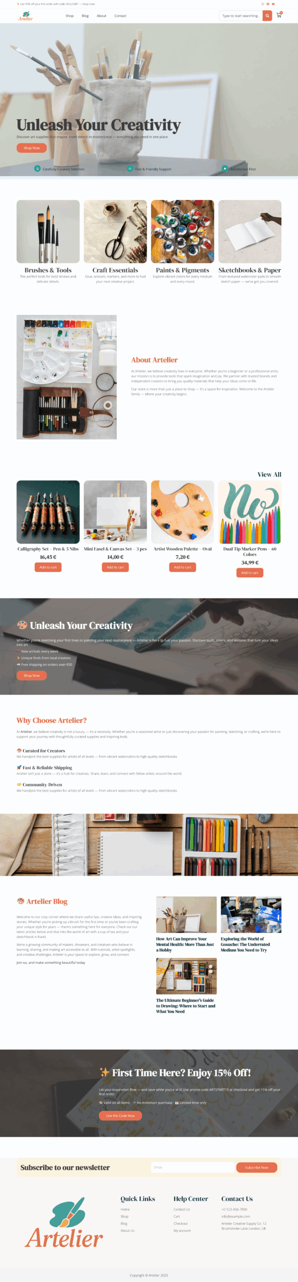 Artelier – Elementor Template for Art Supplies & Creative Shops - Image 2